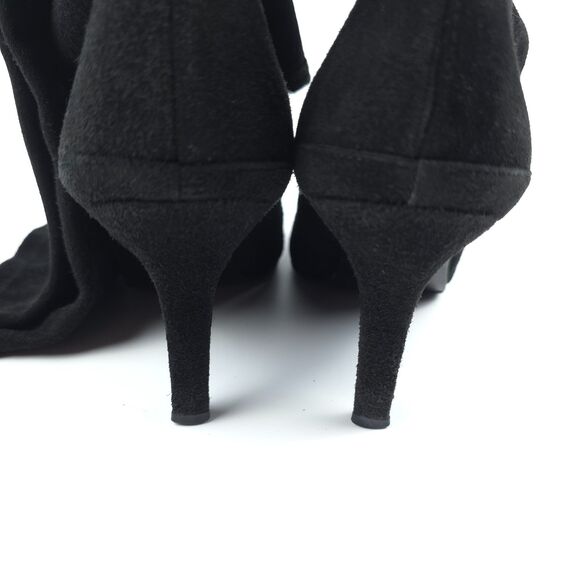 STUART WEITZMAN Knee High Boots Pointed Toe Black Suede Leather 90s Minimal Y2k - Picture 10 of 12